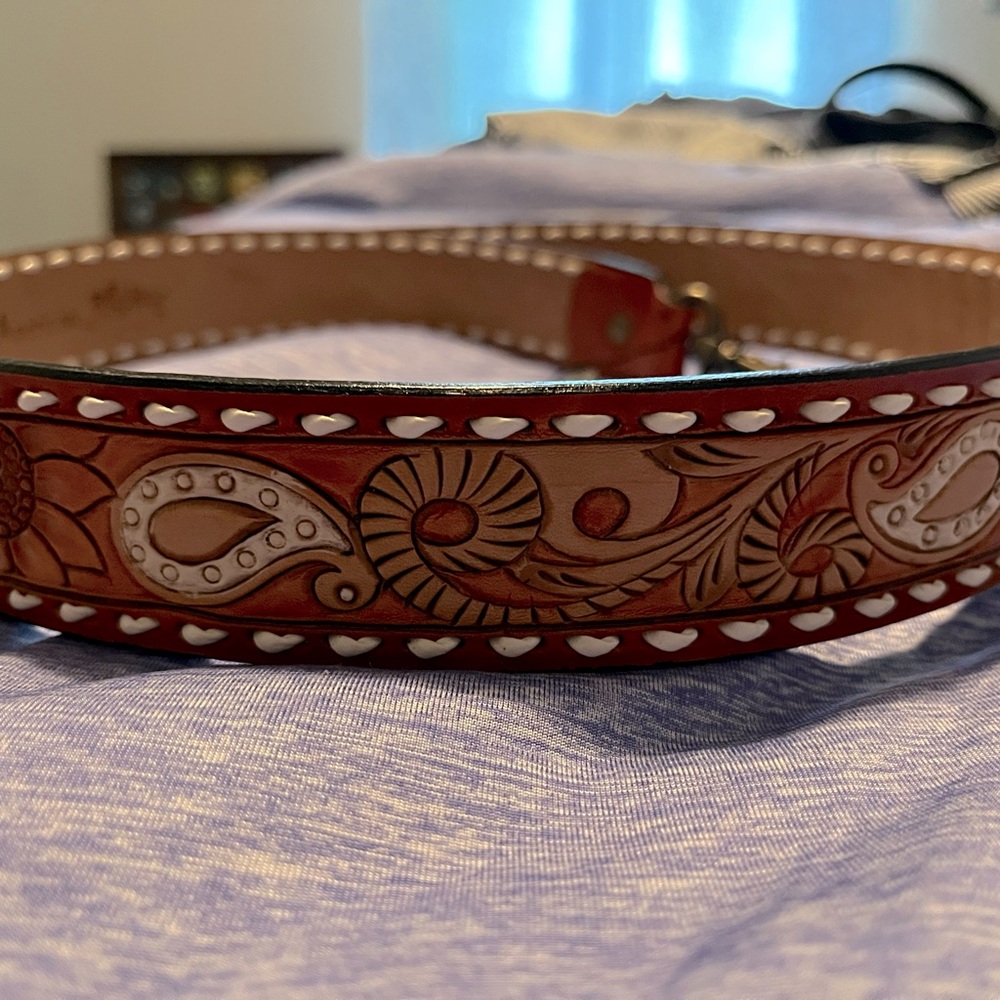 Genuine Tooled Leather Purse Strap